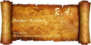 Reder Albert névjegykártya